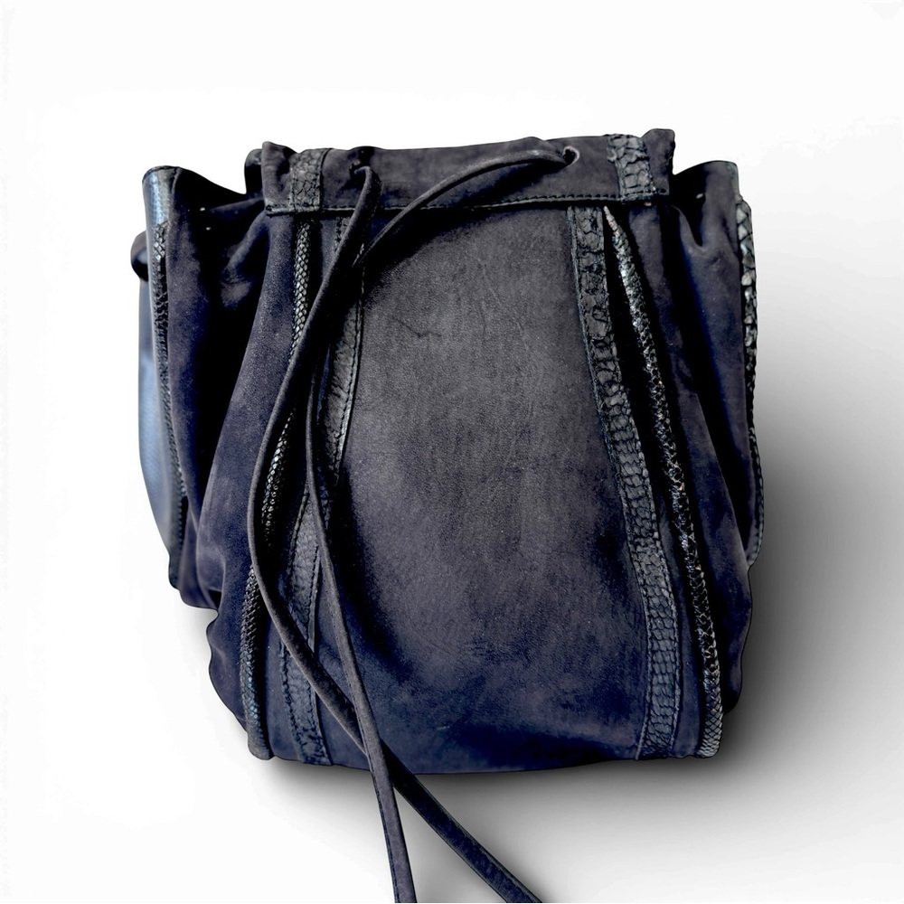 Vintage 80’s OOAK Brutalist Black‎ Snakeskin Leather Crossbody Bag - Picture 7 of 11